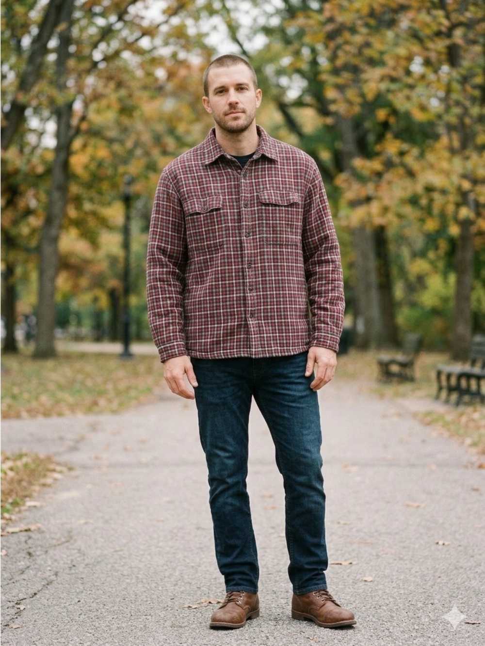 Boston Traders Unisex Sherpa Lined Plaid Flannel Shacket Red/Gray/Black XL - Picture 7 of 11